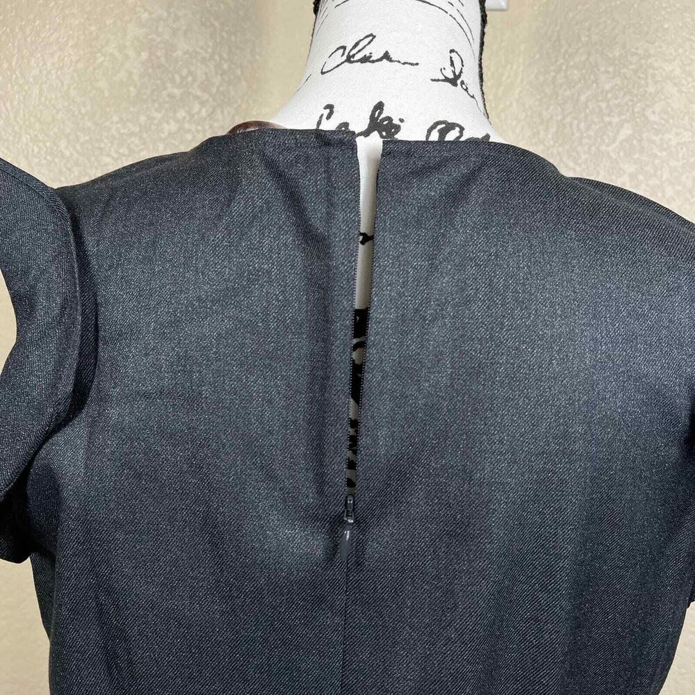 LOFT Women 10 Dress Charcoal Gray Twill Flutter Sleeve Sheath Office business - Picture 6 of 16